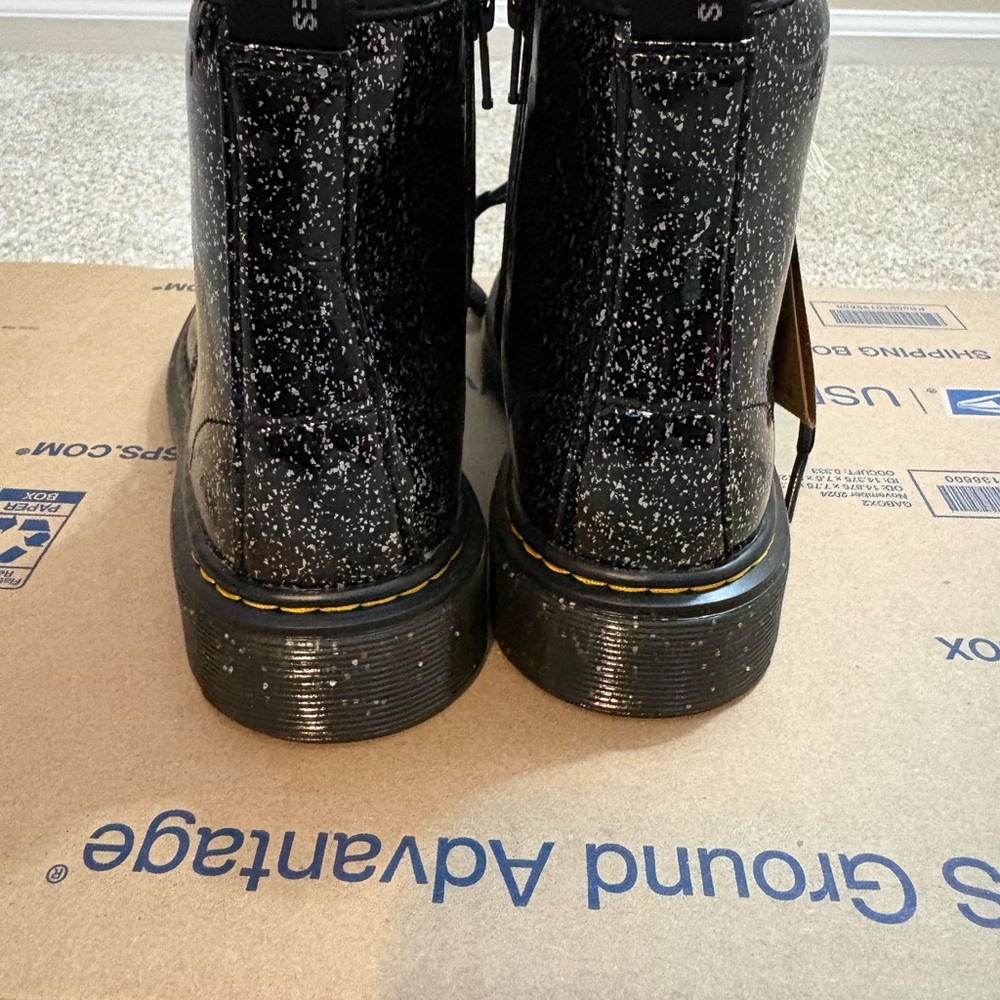 Dr. Martens Black Sparkle Combat Boots - Picture 4 of 6